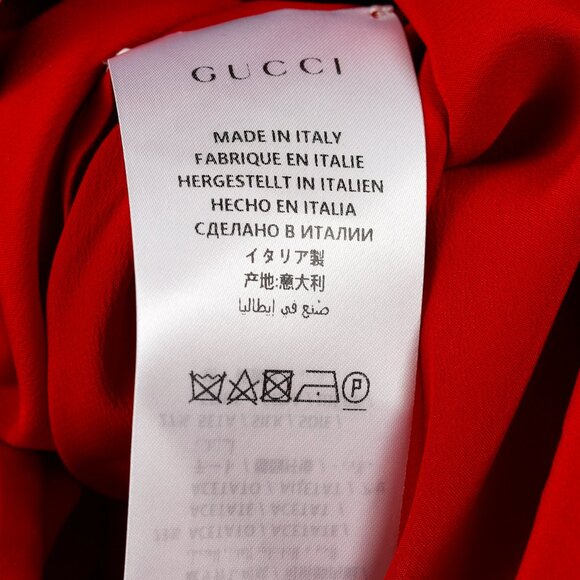 Gucci AW/19 Runway Red Wool Satin-Trim Cowl-Neck Dress - Picture 11 of 15